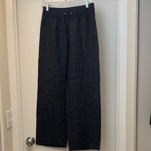 Dark blue  Wide-Leg Drawstring woman’s linen Pants